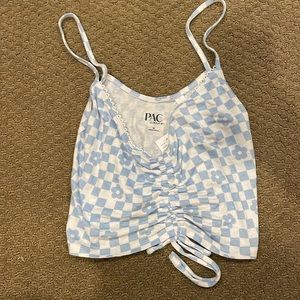 Pacsun ruched checkerboard cropped cami top